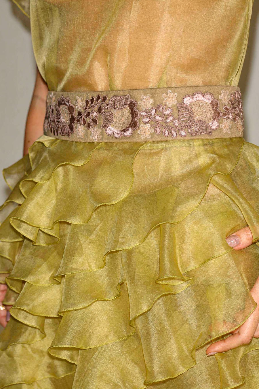 Vestido Organza de Seda verde Hoja - Imagen 3